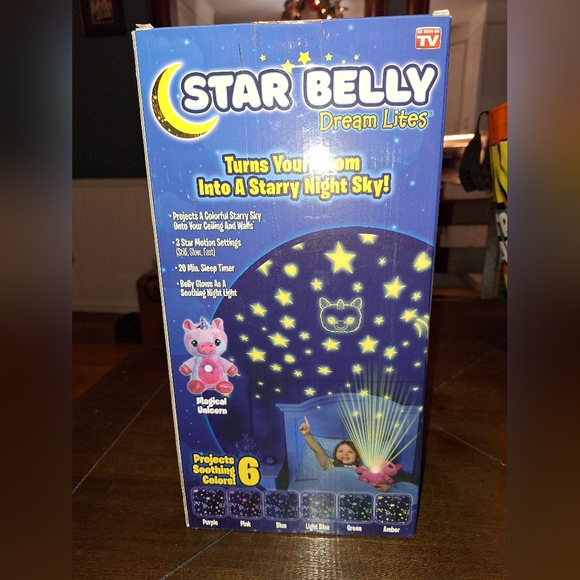 NIB-Ontel Star Belly Dream Lites Stuffed Animal Night Light Magical Pink Unicorn - Picture 3 of 8